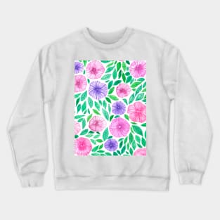 Watercolor petunia garden Crewneck Sweatshirt